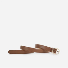 Chic Brown Leather Skinny Belt for Women