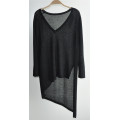 V-Neck Long Sleeve Pure Color Knit Sweater for Ladies