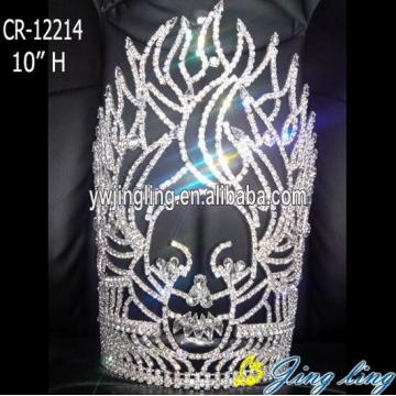 10 &quot;große Strass Skull Flame Strass Festzug Kronen