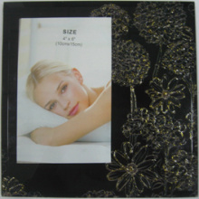 Black With Golden Flower Glass Photo Frame