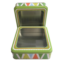 PVC Window Square Shape Metal Gift Tin Container Wholesale