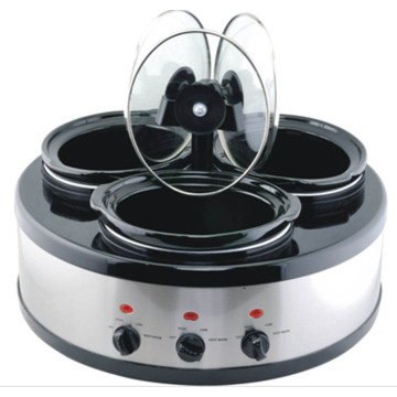 Hot Sale Round Shape Triple (3X1.6qts) Slow Cooker Buffet