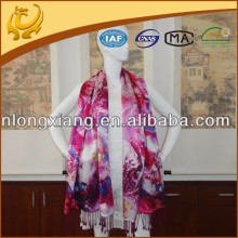 Digital Printed Double Layer Wedding 100% Pure Silk Scarf For Woman