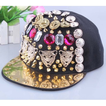 Jewelry design rivet hiphop punk baseball cap with skull adjustable snapback rivet cap