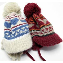 Popular good quality winter knit hat with ear flaps