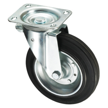 Trash Bin Casters Series - Black Iron Core Rubber Wheel