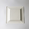 10'' compostable bagasse square white plates