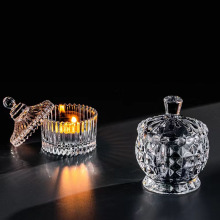 Mini -Kristallglas -Kerzenhalter mit Deckel