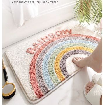 Modern rainbow water absorption bath mats