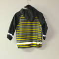 Light Yellow Stripe PU Reflective Rain Jacket for Children/Baby