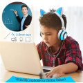 Casque pliable pour enfants avec oreille de chat à LED