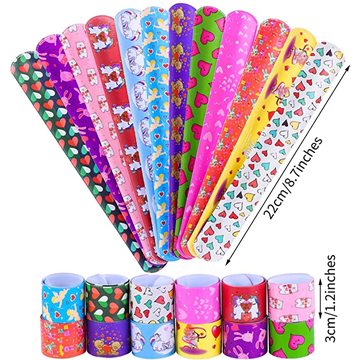 Slap Bracelets with Colorful Hearts Emoji and Unicorn