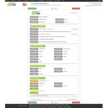 U.S. Import Bill of Lading Data of graphite sheet spiral wound gasket