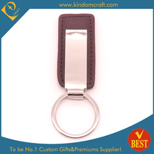 High Quality Customized Metal PU Leather Key Ring with Metal Accessory for Gift