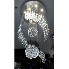 Decoração da escada Sale a quente Sala de estar de lustre alto requintado Curved LED Crystal lustre