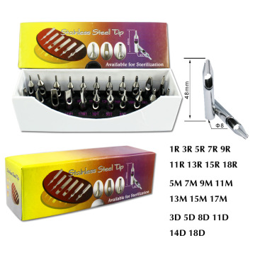 22Pcs Open Stainless Steel Tattoo Tips Kit 