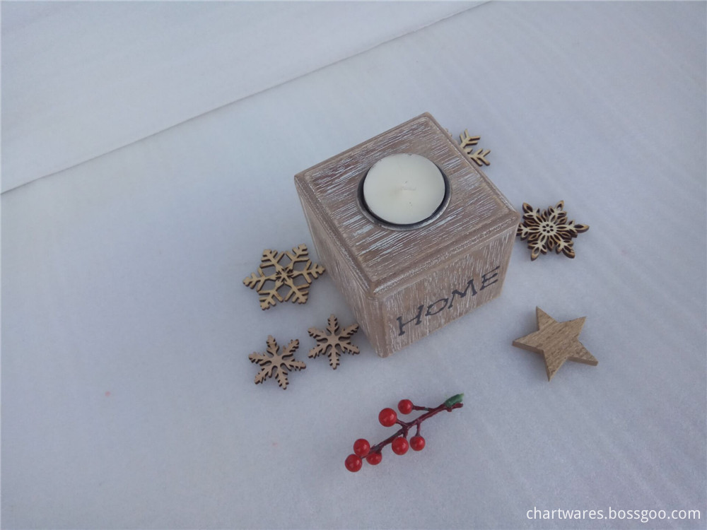 natural wooden candle holder