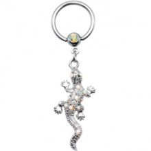 Calibre 14 Aurora Gem lézard Dangle anneau captif