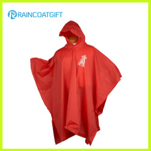 Custom Brand Logo Printed Red PVC Poncho for Promotion