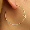 Women Simple love knot Big Gold Hoop Earrings