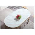 Table basse de luxe avec dessus en marbre en acier inoxydable doré