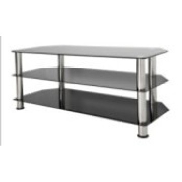 Glass TV Stand with Silver Tube