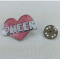 Shiny Nickel Lapel Pin with Glitter and Sandblast