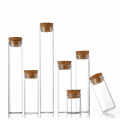 Clear tubular vial glass tube vial with cork