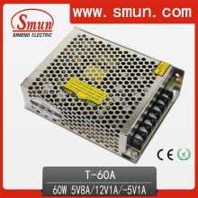 Fuente de alimentación de modo de interruptor triple de 60W 5V8a / 12V1a / -5V1a