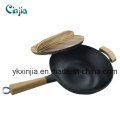 No hay humos Wok de madera entera Wok utensilios de cocina de hierro fundido