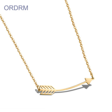 Simple Stainless Steel Gold Arrow Pendant Necklace