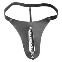 Leather Chastity Belt with Metal Chain Female Chastity Belt Thong Women Chastity Device