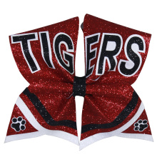 Tiger Silver Glitter Large Cheer Hair Bows