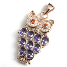 Fashion Owl Jewelry Findings Pendant with Precious Gemstone Stone