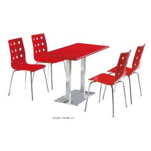 Red High Gloss Restaurant Dining Table 4 Seats