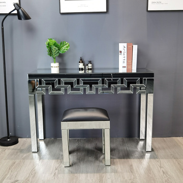 clear mirror geometric pattern console table