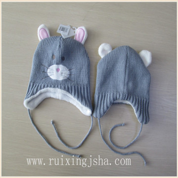 Kids fleece lining knitted hat