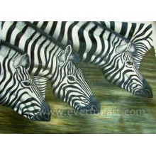 Pintura pintada mão da pintura a óleo da zebra