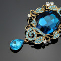 Retro Blue Crystal Drop Earrings para mulheres