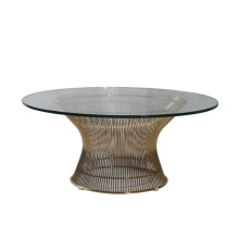 Warren Platner de vidro temperado mesa de café de aço inoxidável