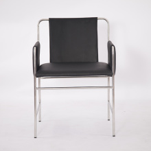 Black genuine leather modern envelope chair