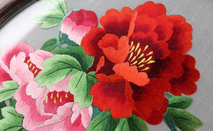 Hand Embroidered Peony