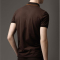 Ribbed Yarn Dye Stripe Collar Fashion Men Brown Polo Shirt on Sale