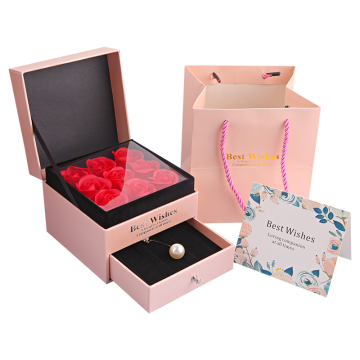 Rose Gift Box with Jewelry Rectangle Flower Box