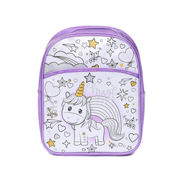 Backpack for childrenPurple DIY painting bag