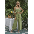 Ladies sleeveless top long pant set for women