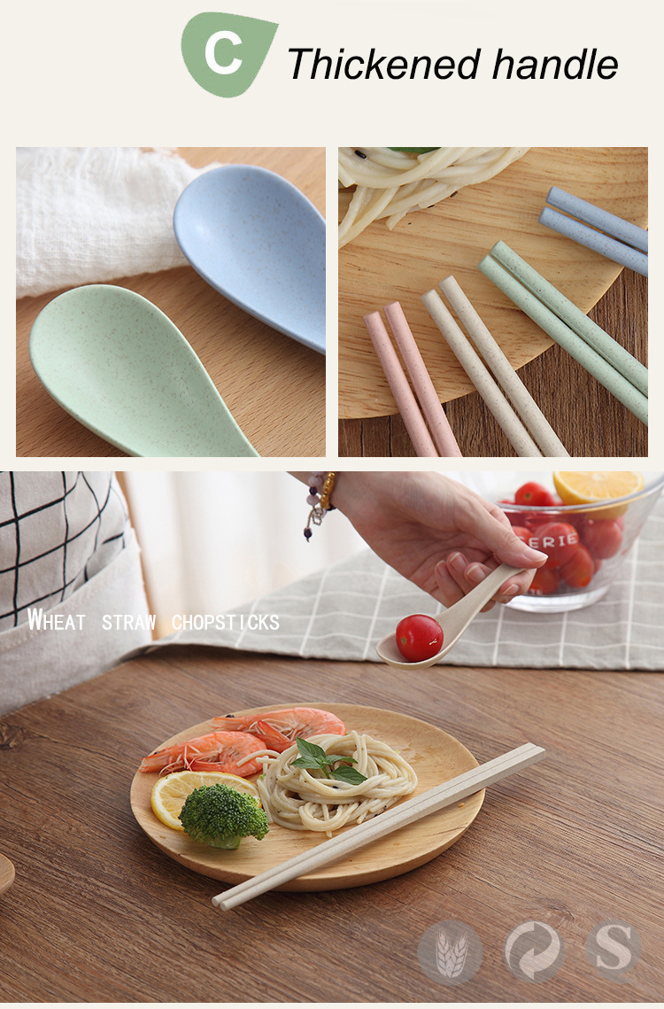 Reusable Wheat Round Plastic Spoon