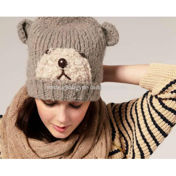 Vente chaude design tricot hiver beanie femmes casquettes chapeaux