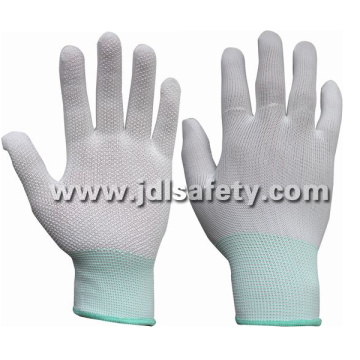 Polyesterarbeiten Handschuh mit PVC Mini Dots (PN8107)