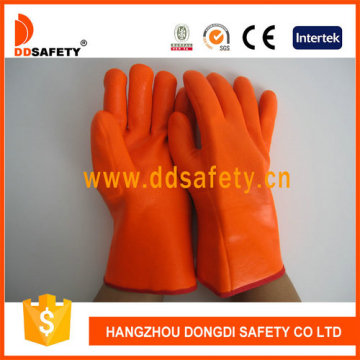 Orange PVC Foam Glove Chemical Resistant Safety Glove Dpv313